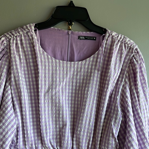 Zara Purple Gingham Dress - Picture 2 of 8